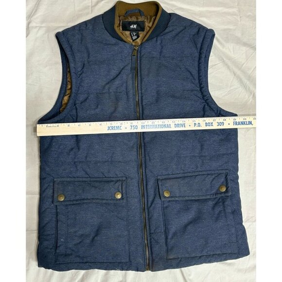 H&M Mens 38R Navy Blue Puffer Vest With Front Pockets & Zipper Closure Gorpcore - Picture 4 of 10